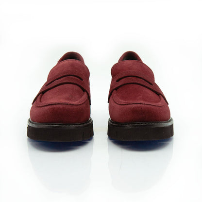 Figini - Mocassini passante con fondo gomma in camoscio bordeaux - Figini Milano
