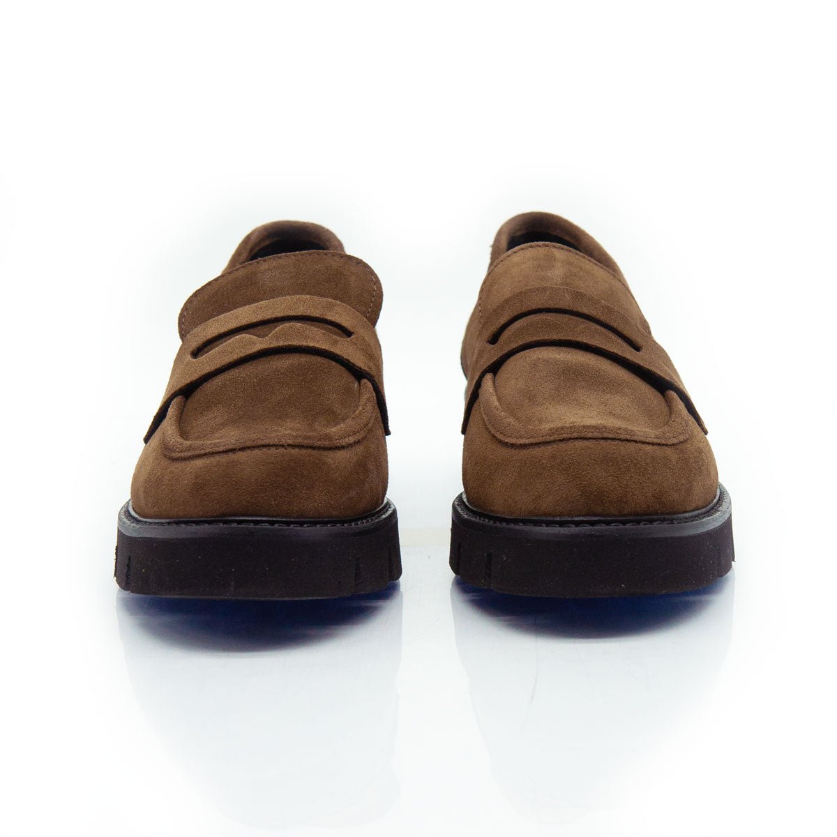 Figini - Mocassini passante con fondo gomma in camoscio marrone - Figini Milano