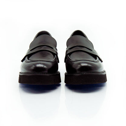 Figini - Mocassini passante con fondo gomma in vitello abrasivato nero - Figini Milano