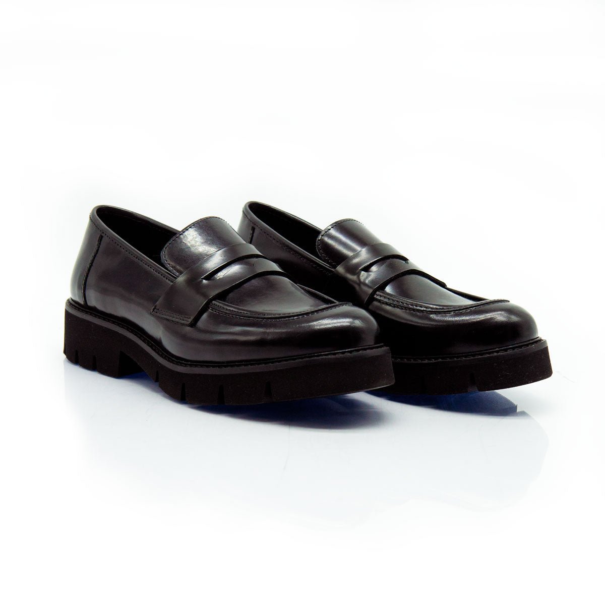 Figini - Mocassini passante con fondo gomma in vitello abrasivato nero - Figini Milano