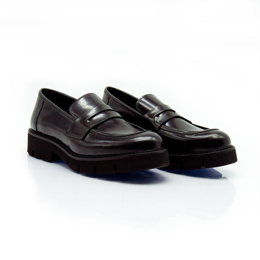 Figini - Mocassini passante con fondo gomma in vitello abrasivato nero - Figini Milano