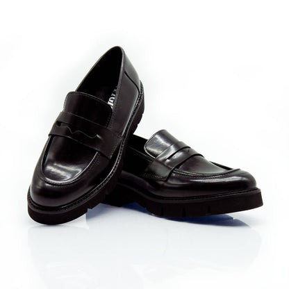 Figini - Mocassini passante con fondo gomma in vitello abrasivato nero - Figini Milano