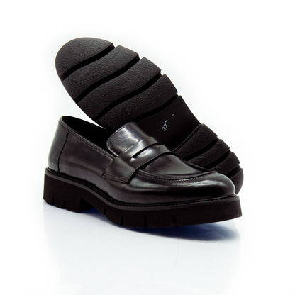 Figini - Mocassini passante con fondo gomma in vitello abrasivato nero - Figini Milano