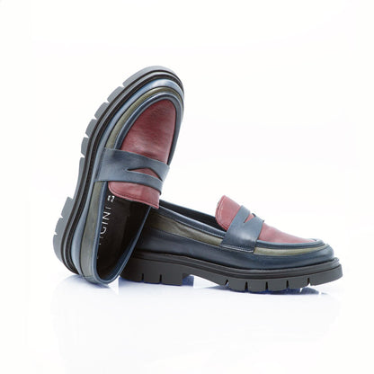 Figini - Mocassini Patchwork in Vitello Blu Rosso Verde - Figini Milano
