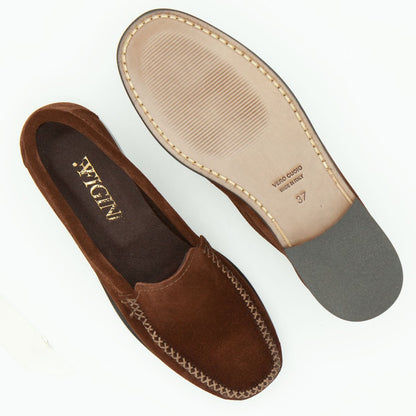 Figini - Mocassini sfoderati in camoscio marrone - Figini Milano