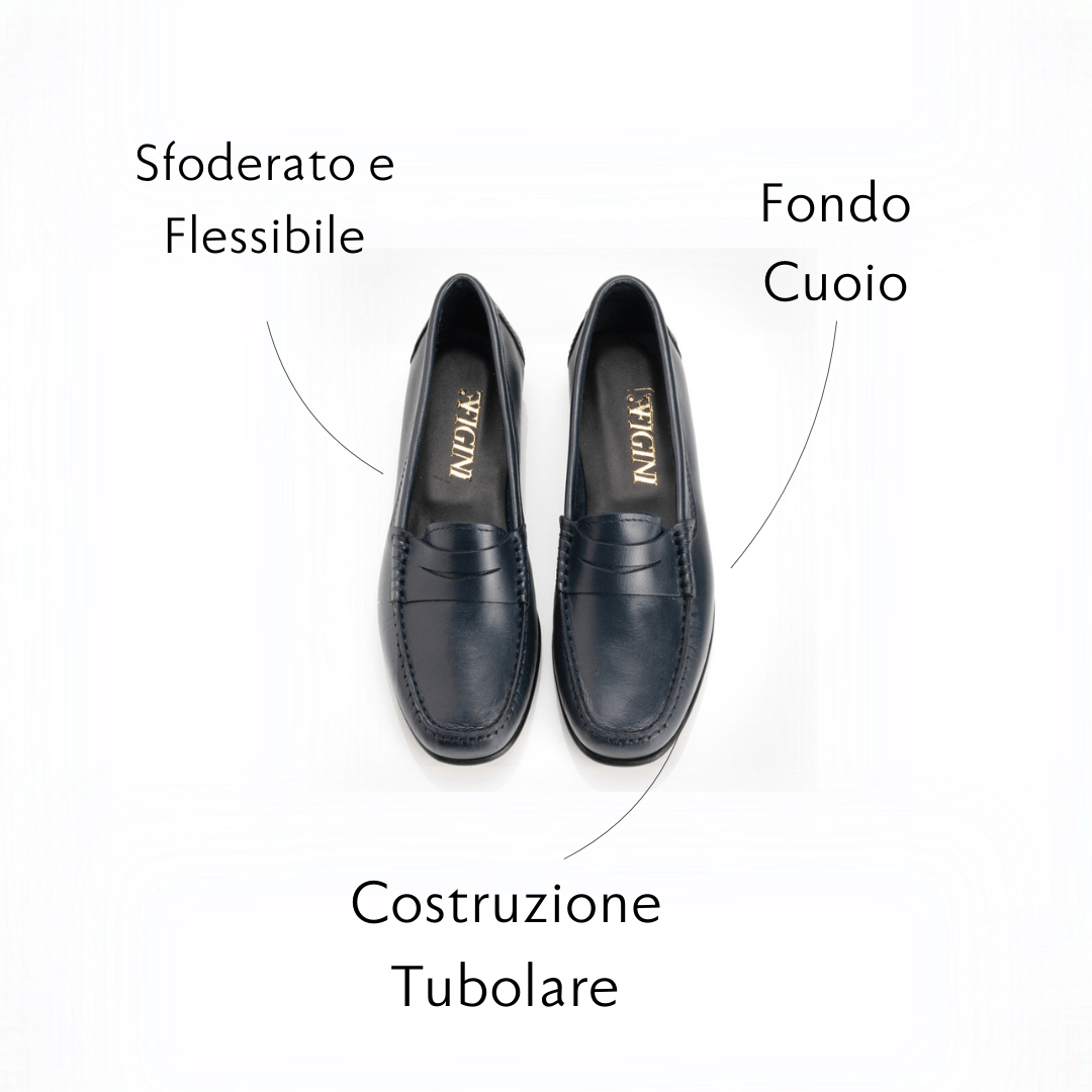Figini - Mocassini sfoderati in nappa blu - Figini Milano