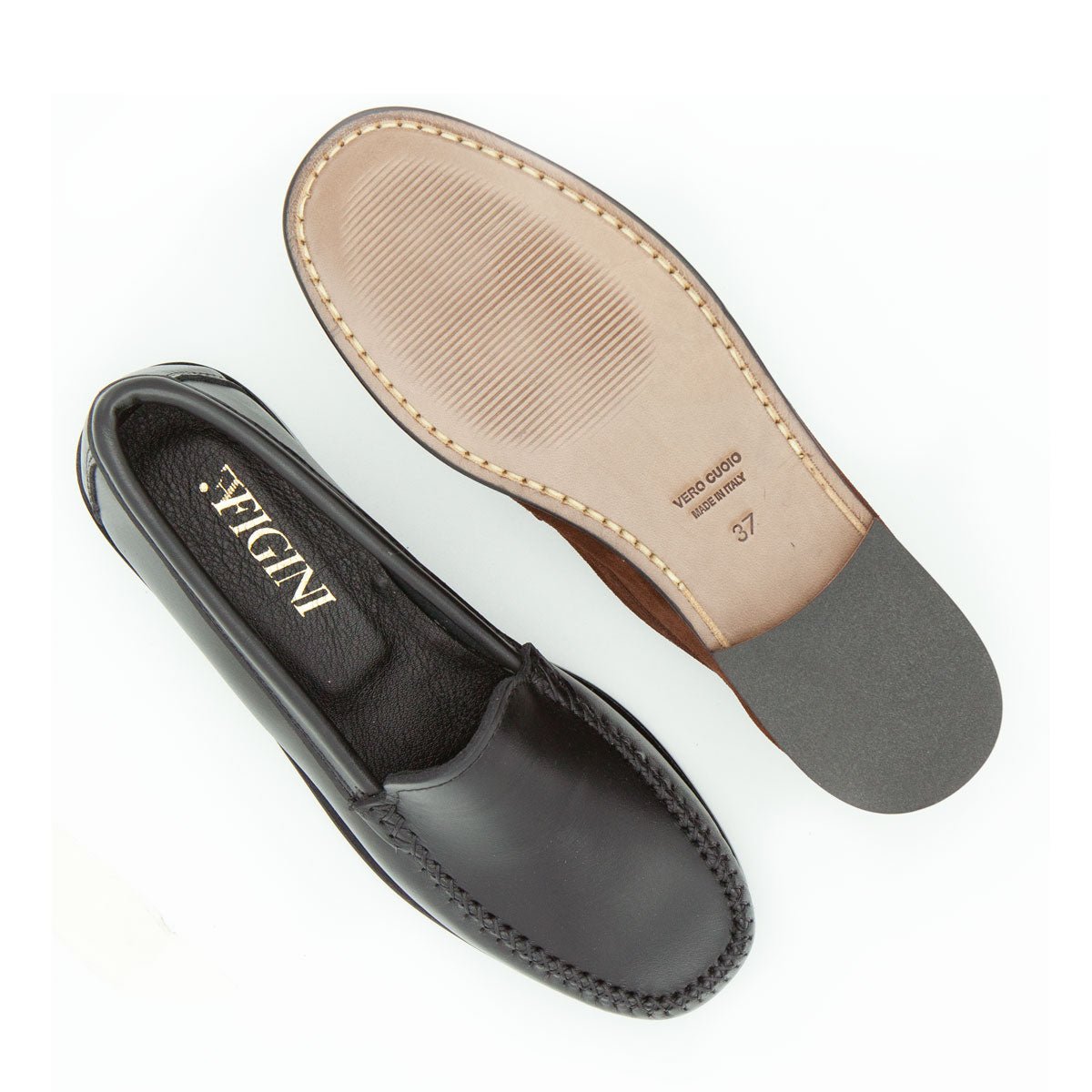 Figini - Mocassini sfoderati in nappa nero - Figini Milano