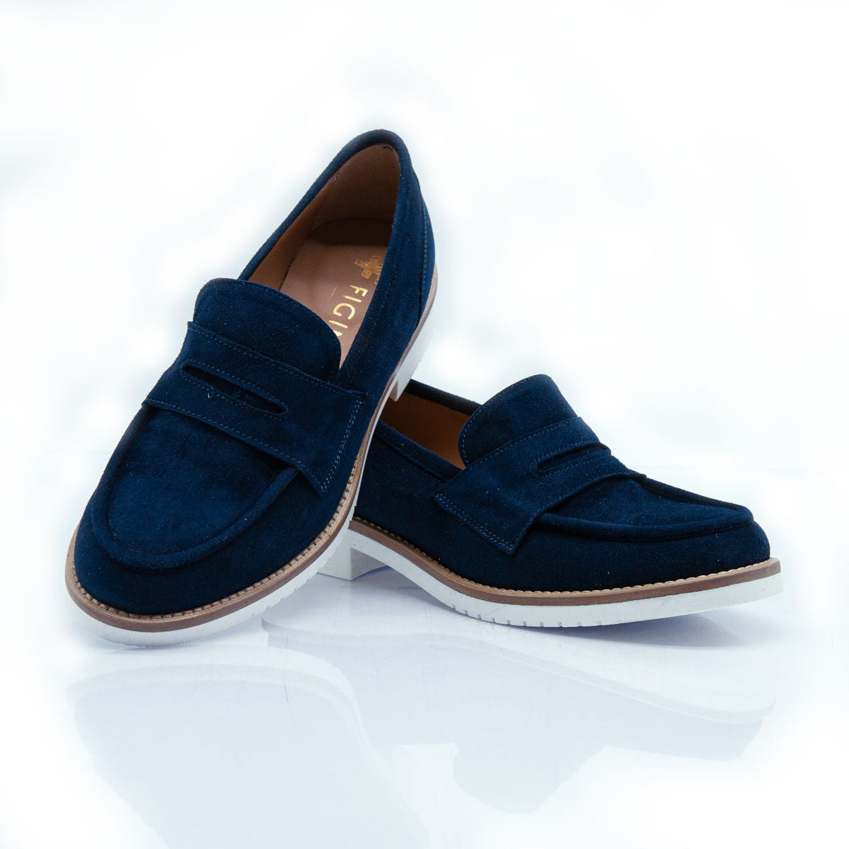 Figini - Mocassini slip - on in camoscio blu - Figini Milano