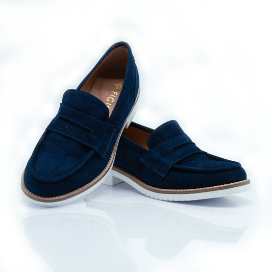 Figini - Mocassini slip - on in camoscio blu - Figini Milano