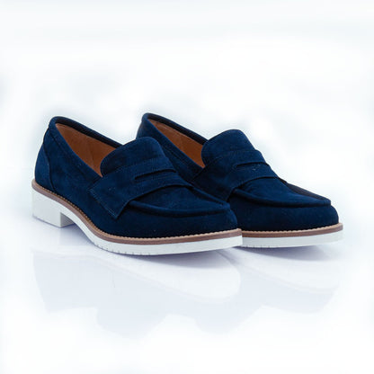Figini - Mocassini slip - on in camoscio blu - Figini Milano