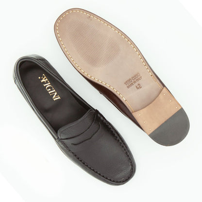 Figini - Mocassini tubolari in vitello bottalato nero - Figini Milano