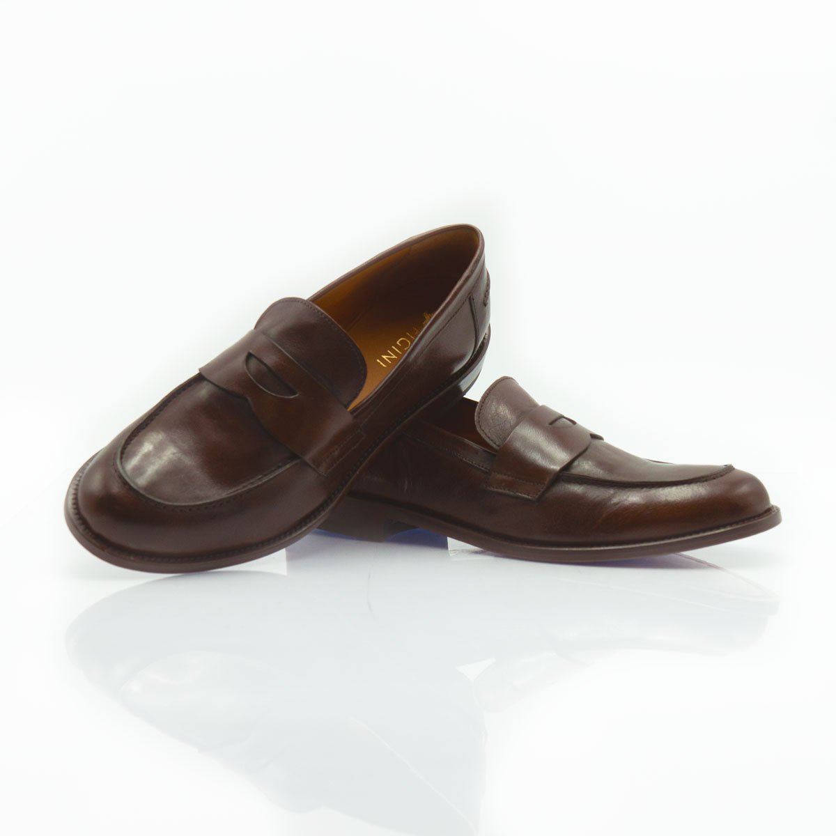 Figini - Mocassino a sacchetto con fondo cuoio in vitello Testa Moro - Figini Milano