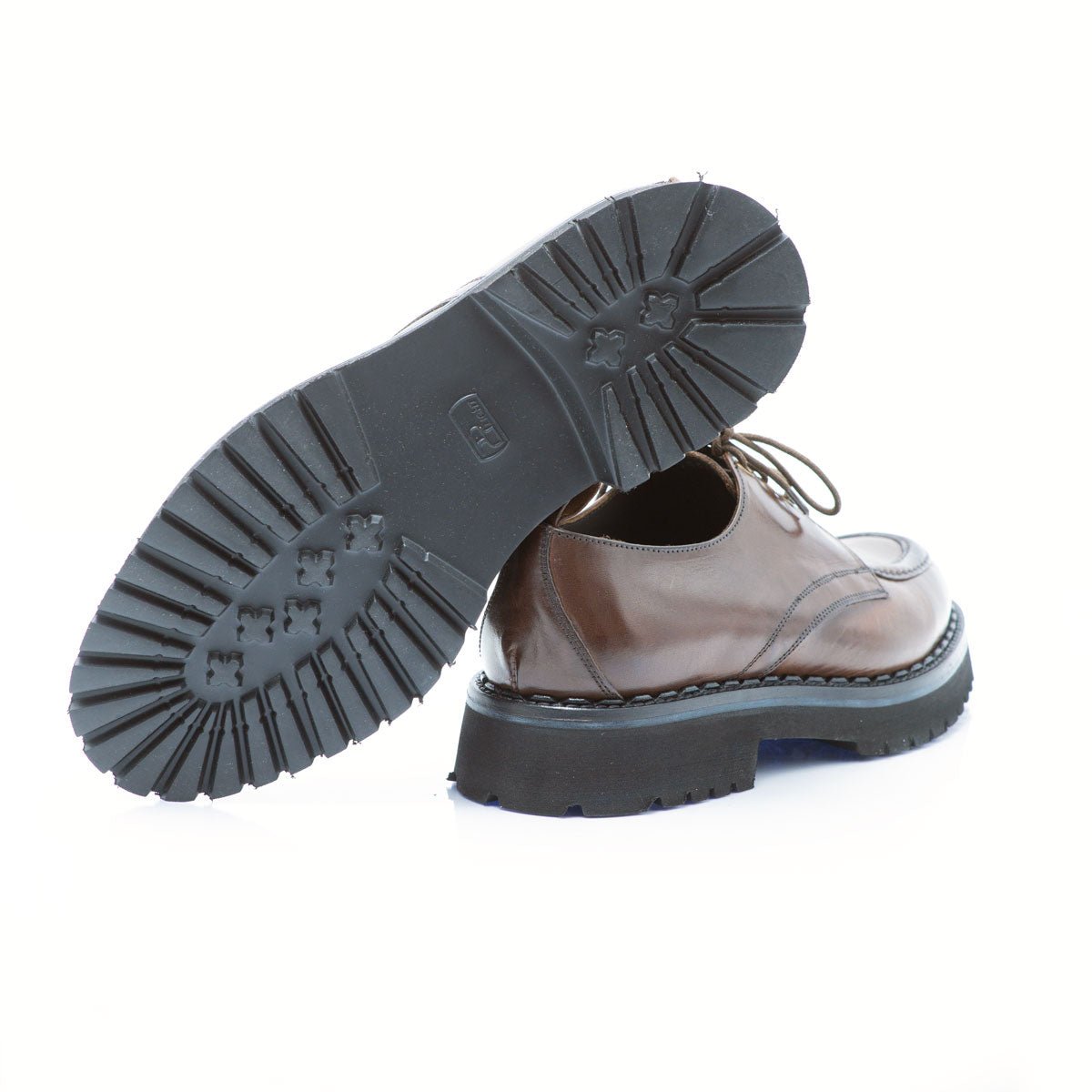 Figini - Mocassino allacciato con fondo extralight in Vitello Marrone - Figini Milano