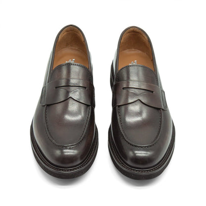 Figini - Mocassino college con fondo gomma in vitello testamoro - Figini Milano