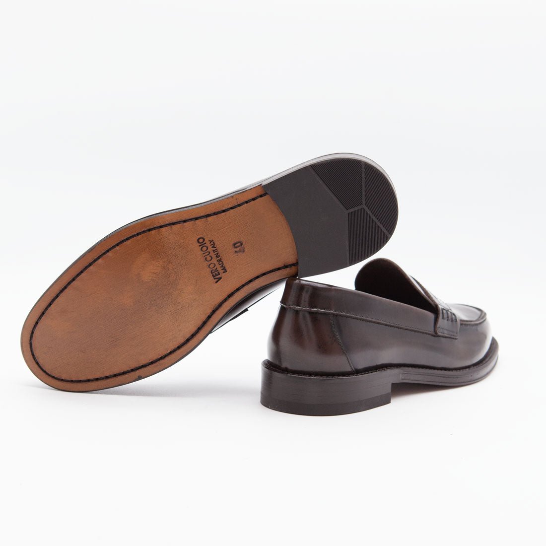 Figini - Mocassino Collegge con suola in cuoio in Vitello Abrasivato Testa Moro - Figini Milano