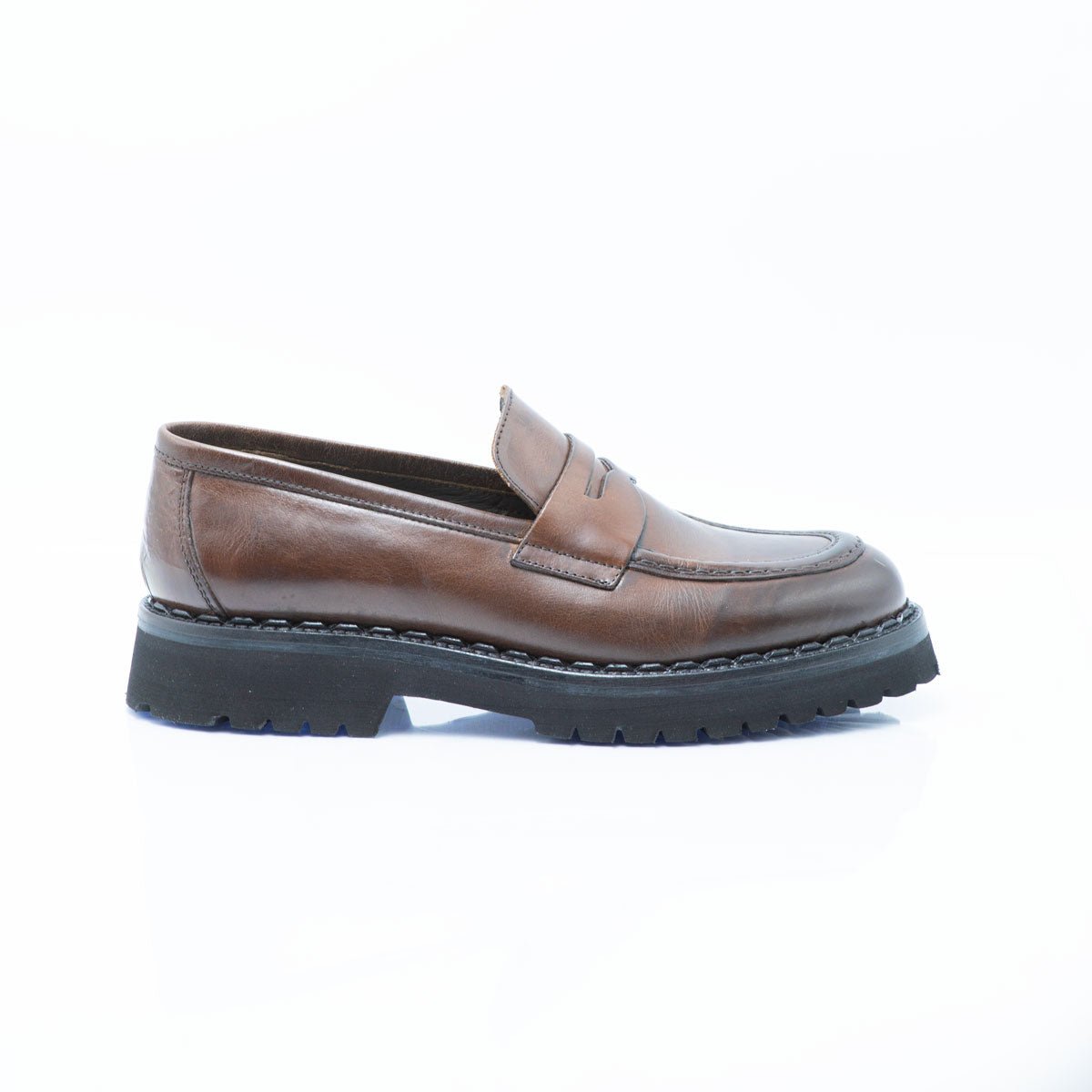 Figini - Mocassino con fondo extralight in Vitello Marrone - Figini Milano