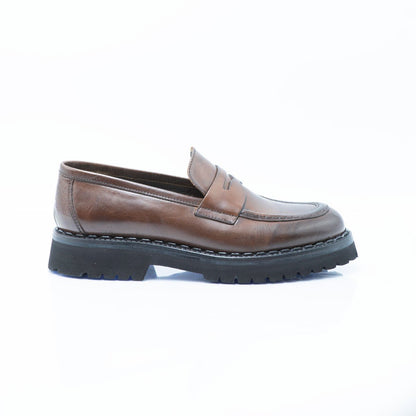 Figini - Mocassino con fondo extralight in Vitello Marrone - Figini Milano