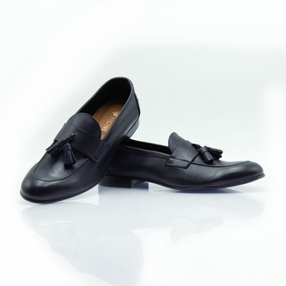 Figini - Mocassino guanto con fiocchetti in nappa blu - Figini Milano