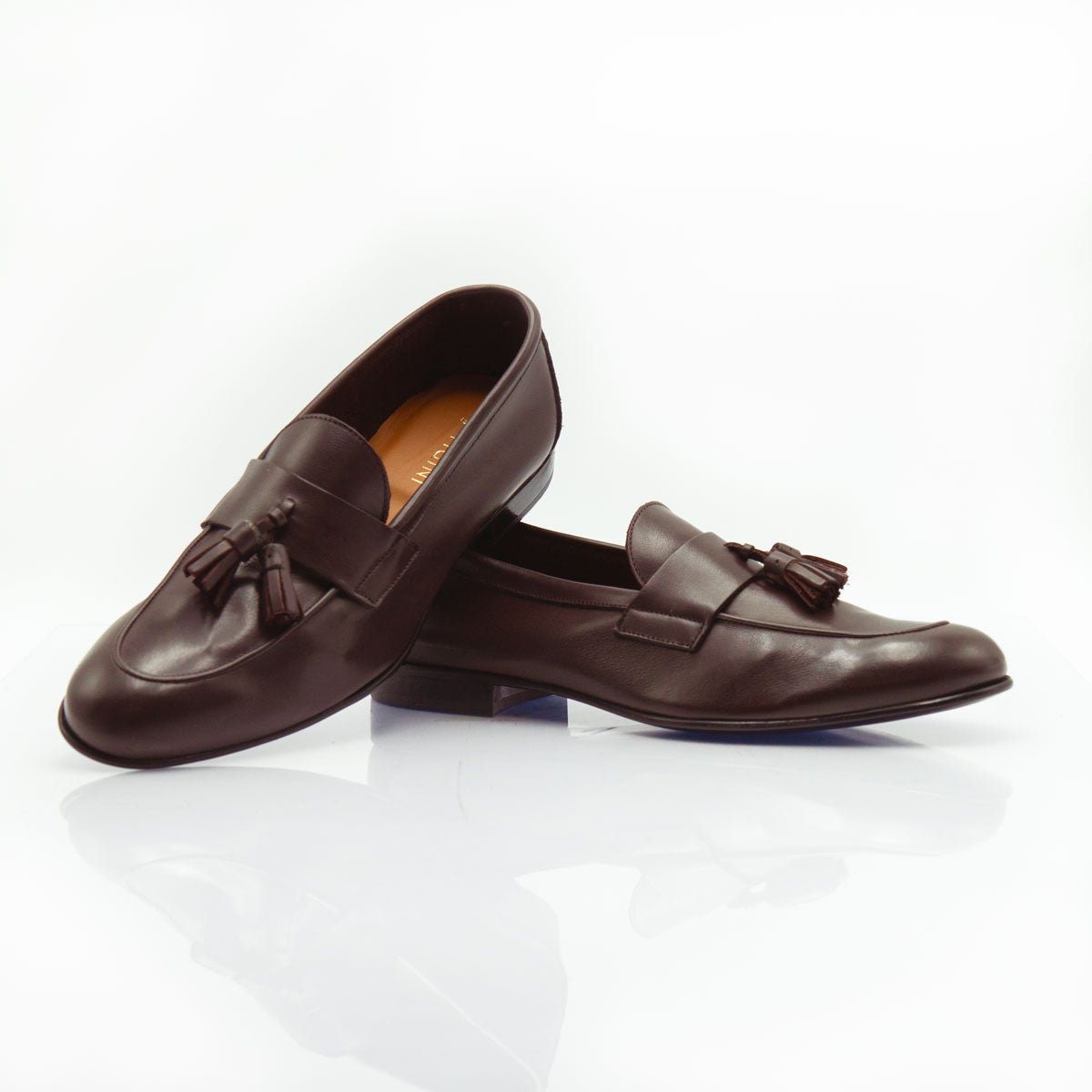 Figini - Mocassino guanto con fiocchetti in nappa testa moro - Figini Milano