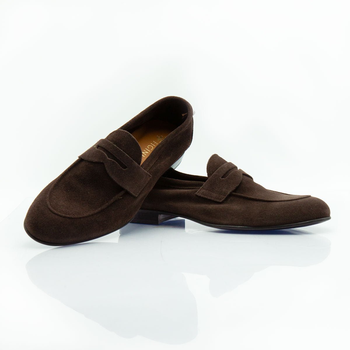 Figini - Mocassino guanto con fondo gomma in camoscio testa di moro - Figini Milano