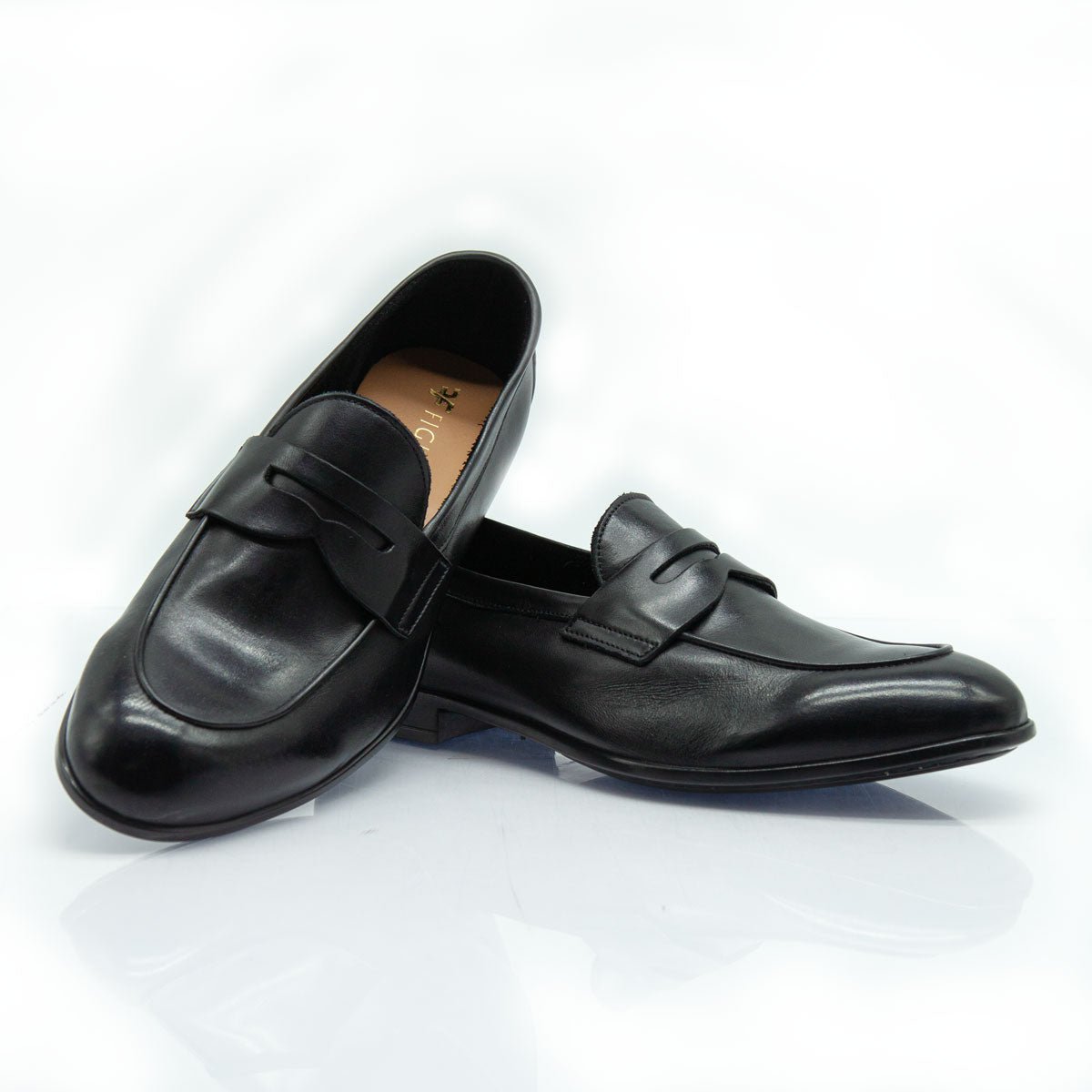 Figini - Mocassino guanto con fondo gomma in nero - Figini Milano