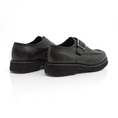 Figini - Monk strap con fondo carrarmato in vitello nero - Figini Milano