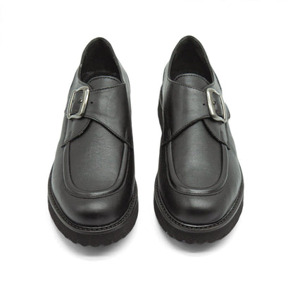 Figini - Monk strap con fondo carrarmato in vitello nero - Figini Milano