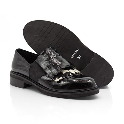 Figini - Montanti Slip-on con frange in vernice nera - Figini Milano