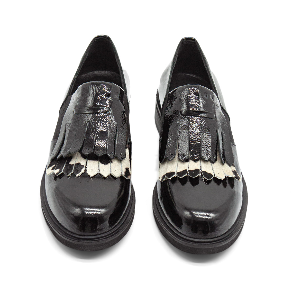 Figini - Montanti Slip-on con frange in vernice nera - Figini Milano