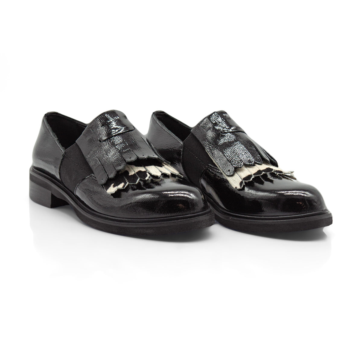 Figini - Montanti Slip-on con frange in vernice nera - Figini Milano