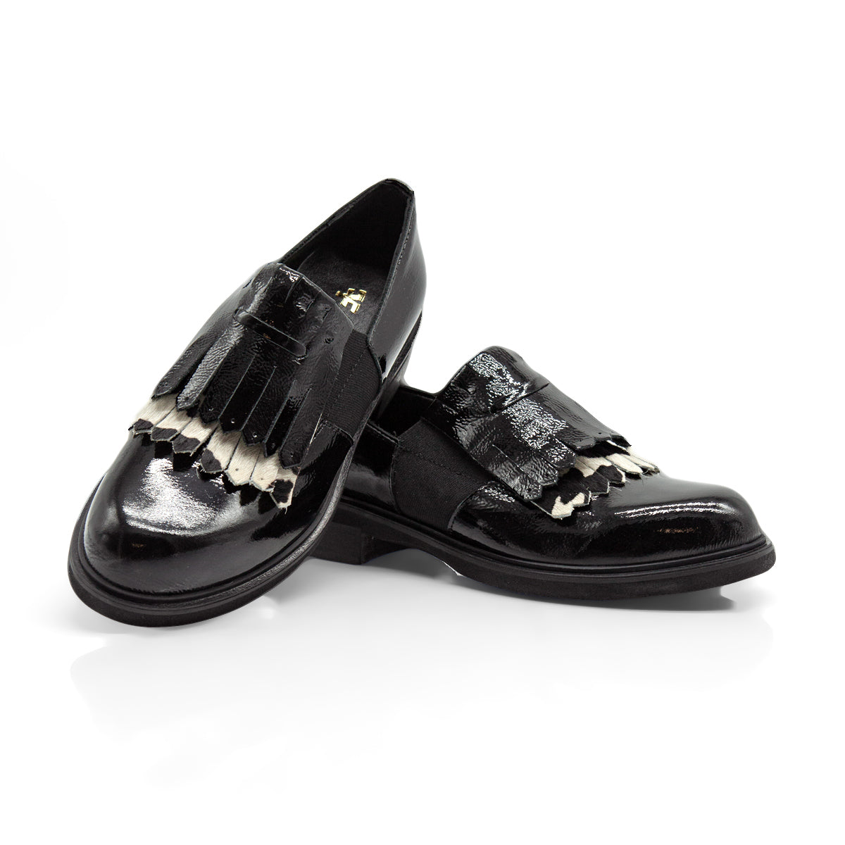Figini - Montanti Slip-on con frange in vernice nera - Figini Milano