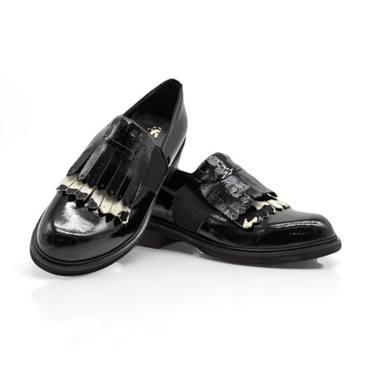 Figini - Montanti Slip-on con frange in vernice nera - Figini Milano