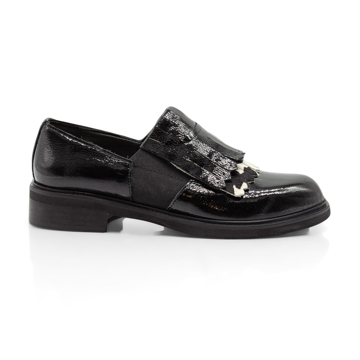 Figini - Montanti Slip-on con frange in vernice nera - Figini Milano