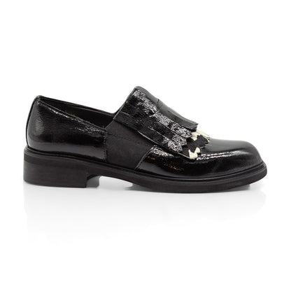 Figini - Montanti Slip-on con frange in vernice nera - Figini Milano