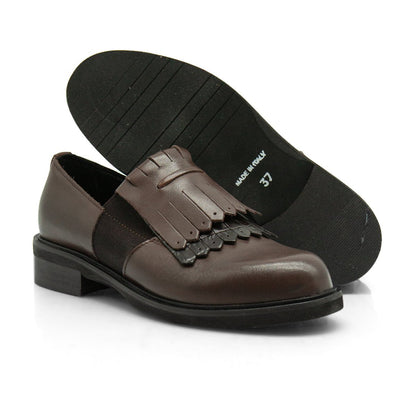 Figini - Montanti Slip-on con frange in vitello testamoro - Figini Milano