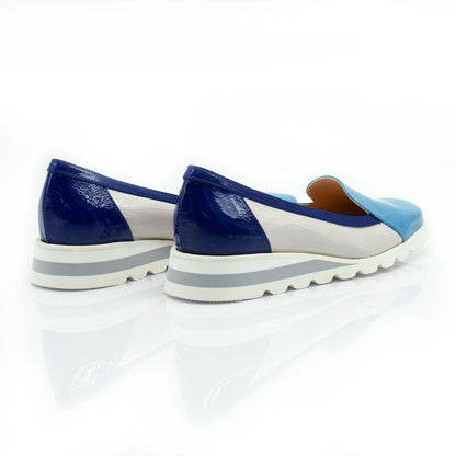 Figini - Montanti Slip - on su zeppa in Vernice Beige e Blu - Figini Milano