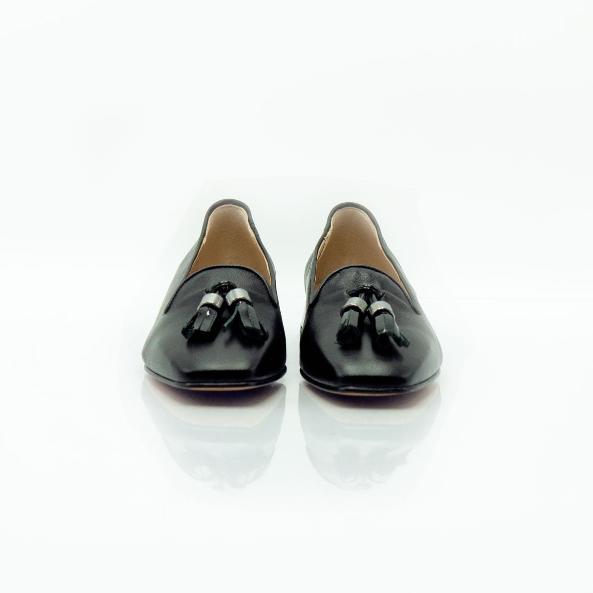 Figini - pantofola con fiocchetti e tacco 2 cm in nappa nero - Figini Milano