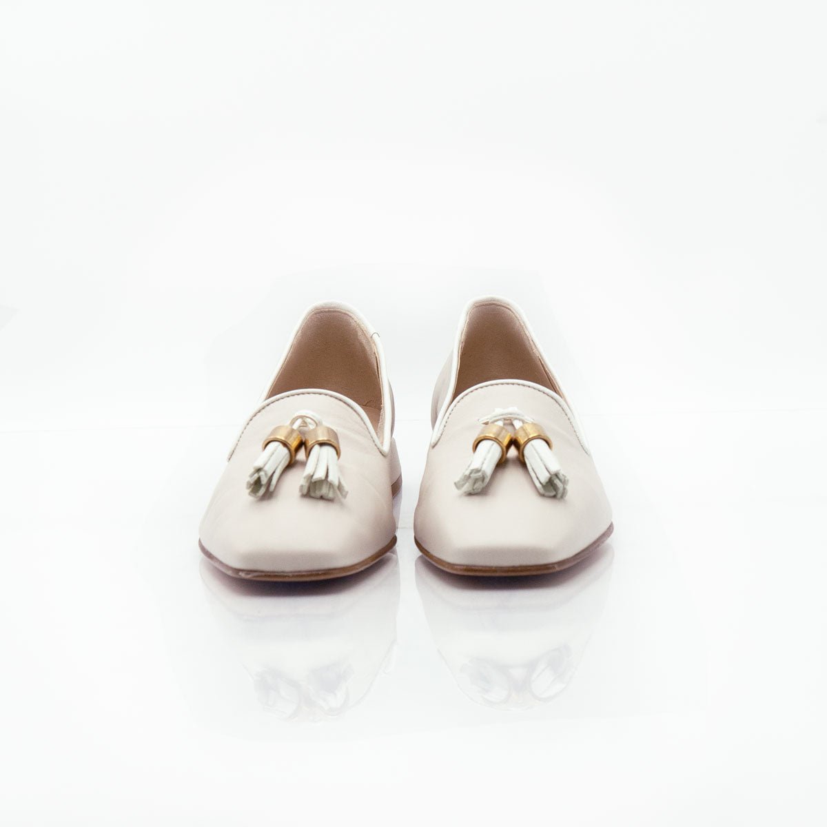Figini - pantofola con fiocchetti e tacco 2 cm in nappa panna - Figini Milano