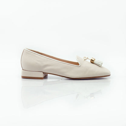Figini - pantofola con fiocchetti e tacco 2 cm in nappa panna - Figini Milano