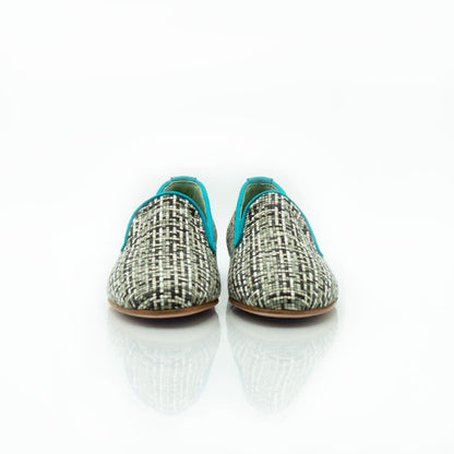 Figini - Pantofola in tessuto pied de poule beige nero - Figini Milano