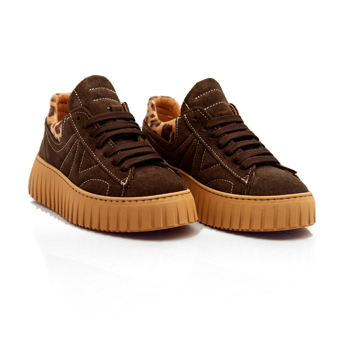 Figini - Platform sneakers in camoscio Testamoro e maculato - Figini Milano