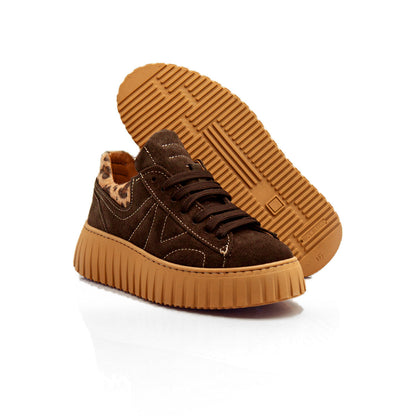 Figini - Platform sneakers in camoscio Testamoro e maculato - Figini Milano