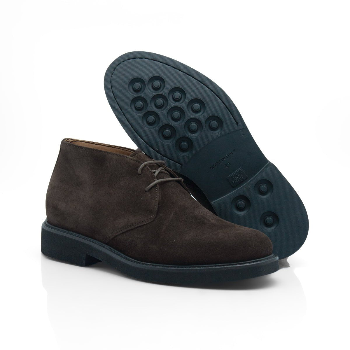 Figini - Polacchi allacciati con fondo gomma in camoscio testamoro - Figini Milano