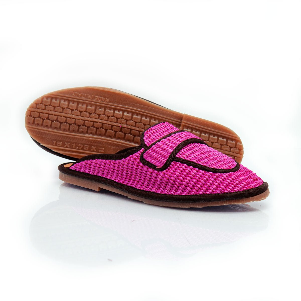 Figini - Sabot Friulana con passante in Rafia Fucsia - Figini Milano
