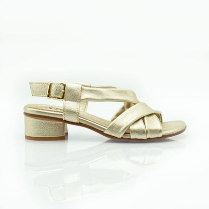 Figini - Sandali a fasce in nappa laminata platino - Figini Milano