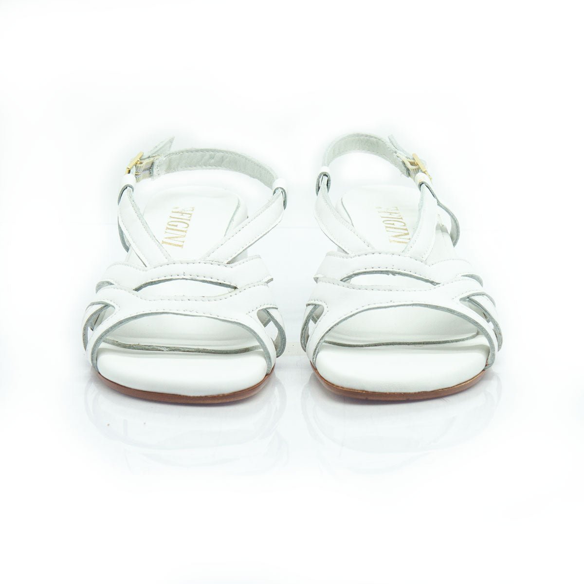 Figini - Sandali a listini con tacco 3 cm in nappa Bianca - Figini Milano