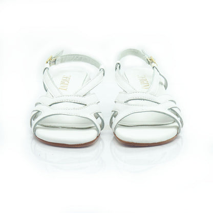 Figini - Sandali a listini con tacco 3 cm in nappa Bianca - Figini Milano