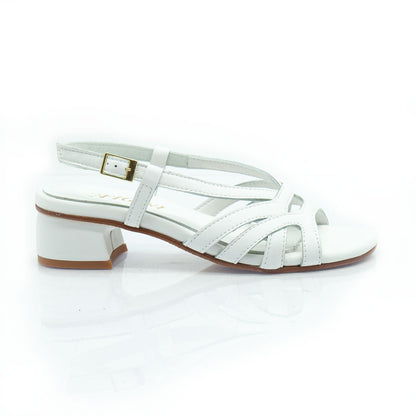 Figini - Sandali a listini con tacco 3 cm in nappa Bianca - Figini Milano