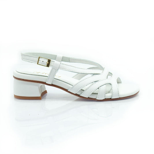 Figini - Sandali a listini con tacco 3 cm in nappa Bianca - Figini Milano