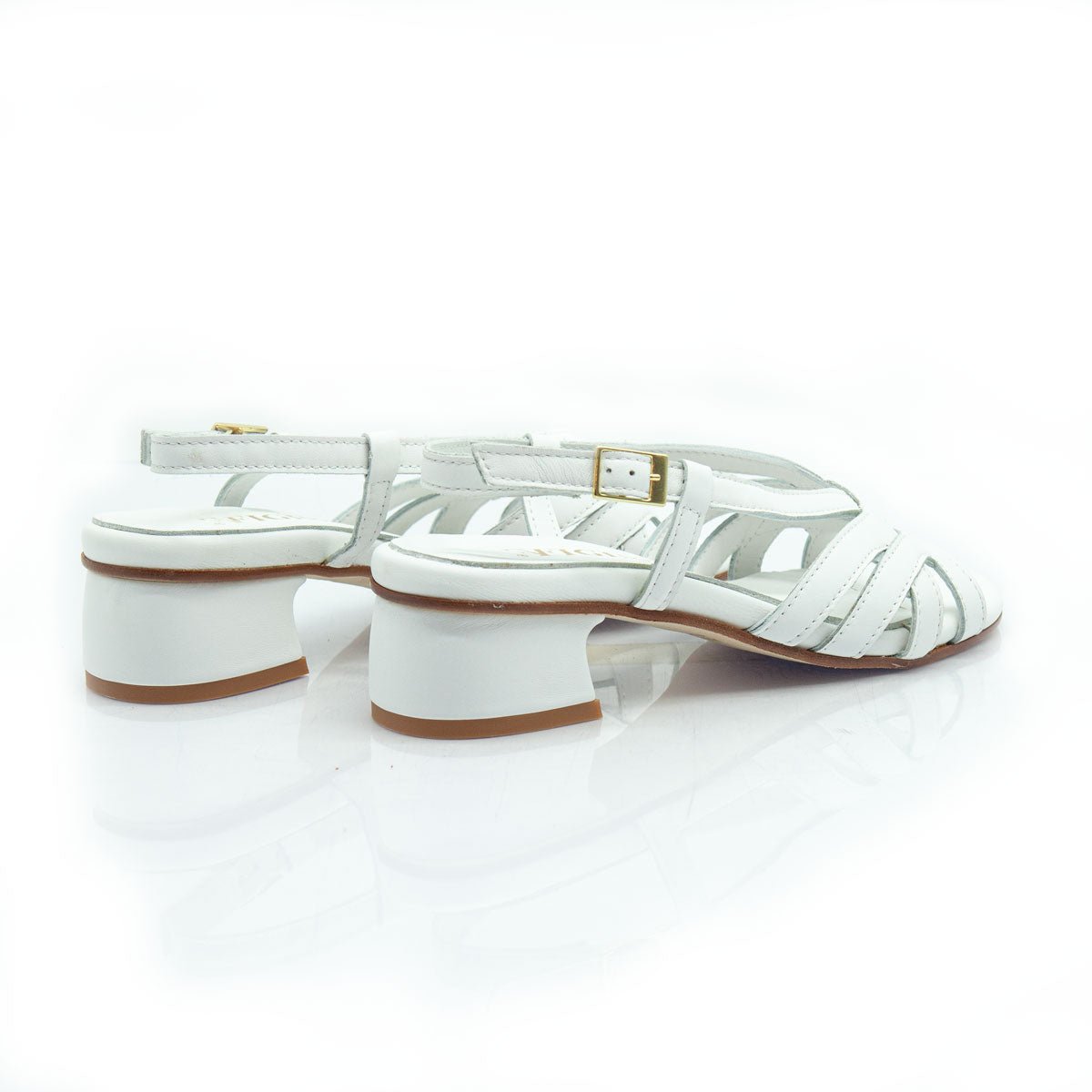 Figini - Sandali a listini con tacco 3 cm in nappa Bianca - Figini Milano